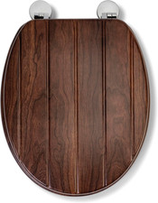 Croydex Molvena Wooden Toilet Seat - Adjustable Hinges with Top and Bottom Fixin