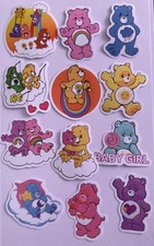 SET 1 Lot of 12 Care Bears Stickers Glossy Junk Journal Supplies Scrapbook