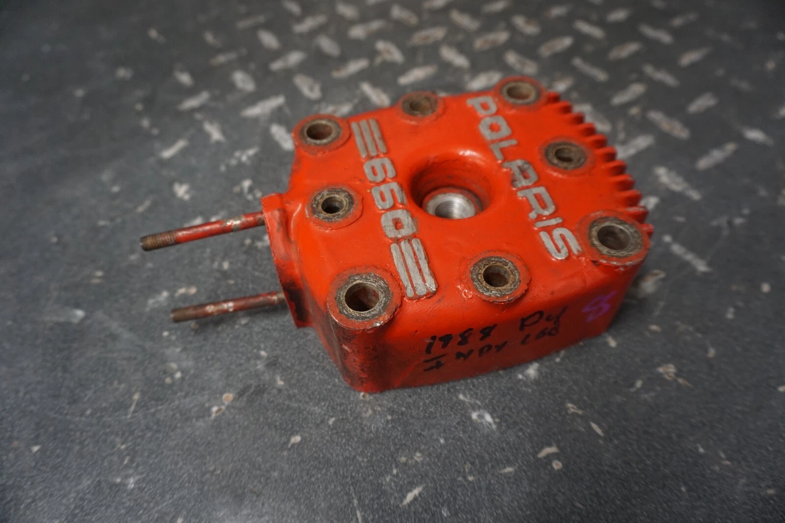 1988-1990 Polaris OEM Engine Motor Cylinder Head Red NOR Fin Classic SWE 500 650