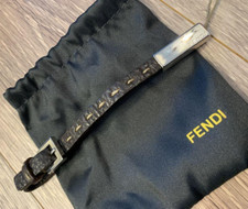 Fendi Mobile Phone Strap Smartphone Accessory Black Leather Silver-tone No Box