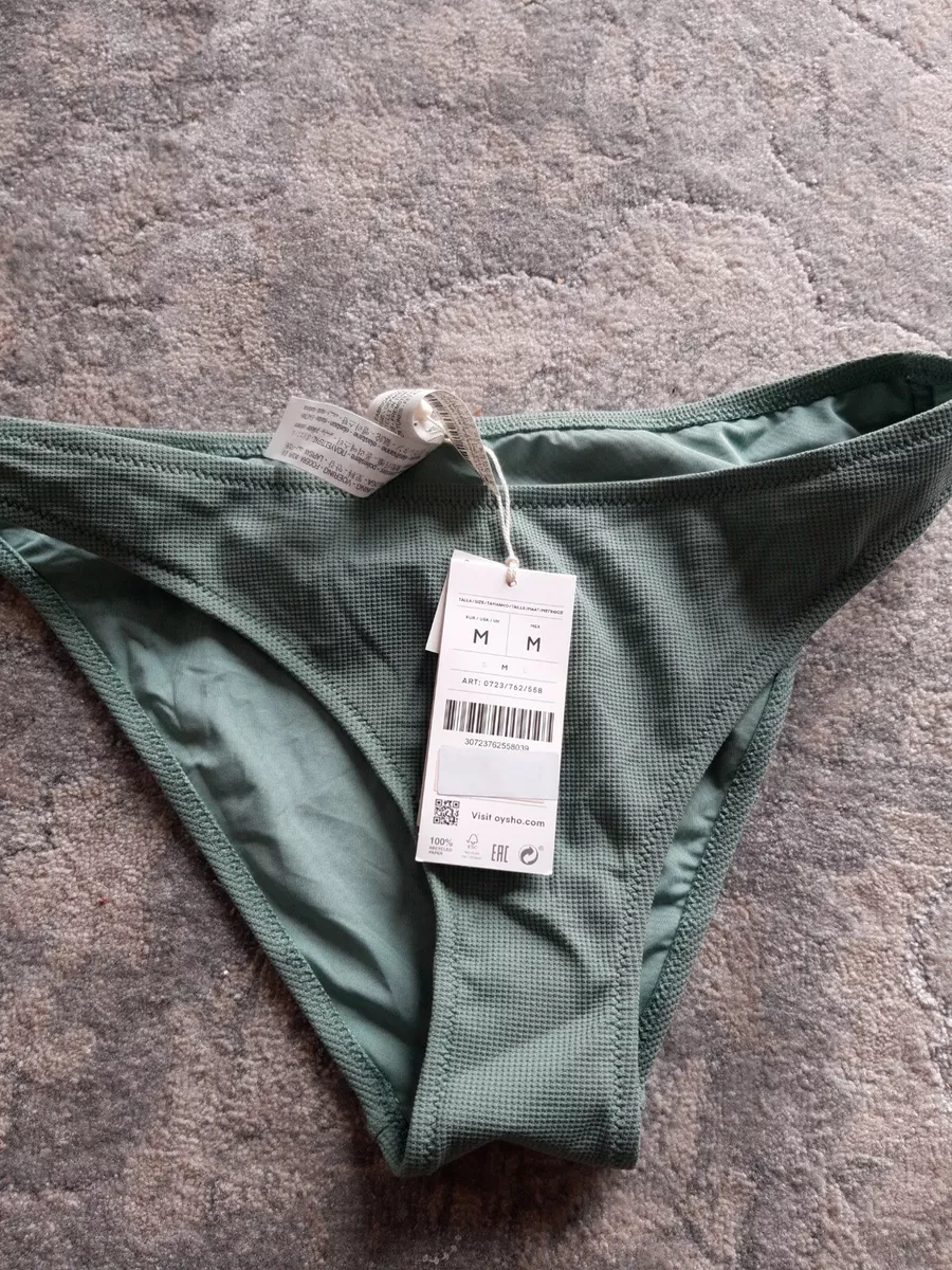 Oysho bikini Bottom. Olive Green. Size Medium w/ Hygiene Strip.