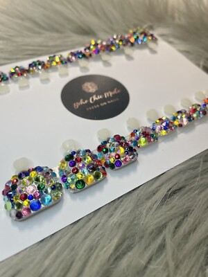 Falsche Zehennägel bunte Diamanten Kristalle | Strass | Glitzer 
