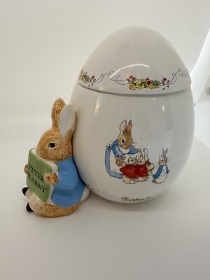 Beatrix Potter Peter Rabbit Candy Dish Easter Egg Box Bunny Ceramic ...