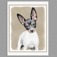 6 Rat Terrier Dog Blank Art Note Greeting Cards