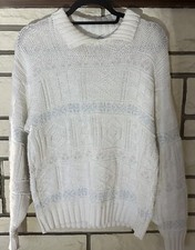 Isle Of Cotton Women’s Knit Sweater Size Large Tulips Flowers Made In USA Granny