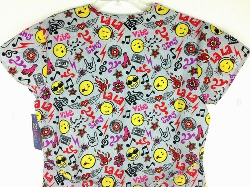 NEW Zikiz Women’s Scrub Uniform Top SS V-Neck Front Pockets Multi-color Sz S - Picture 5 of 7