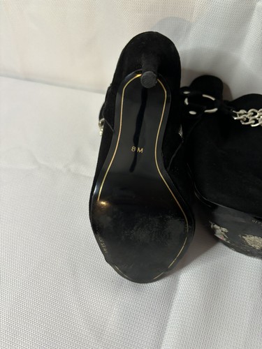 Charles Jourdan Black Chain Ankle Booties Shoes 8M - SEXY Pre-Owned - Picture 3 of 3