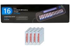 16 Bay AA / AAA LCD Charger  16 AA Tenergy NiMH Batteries 2500 mAh 