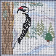 Cross Stitch Kit Mill Hill 2024 Winter Series - Winter Woodpecker MH14-2434