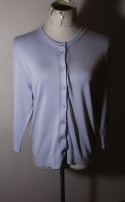 Women's ELLEN TRACY Blue Lavender Tight Knit Cardigan Sweater Size L NWOT