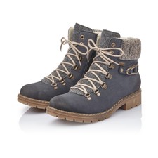 Rieker Womens Blue Ankle Zipper+lace Comfort Boot-y9131-14