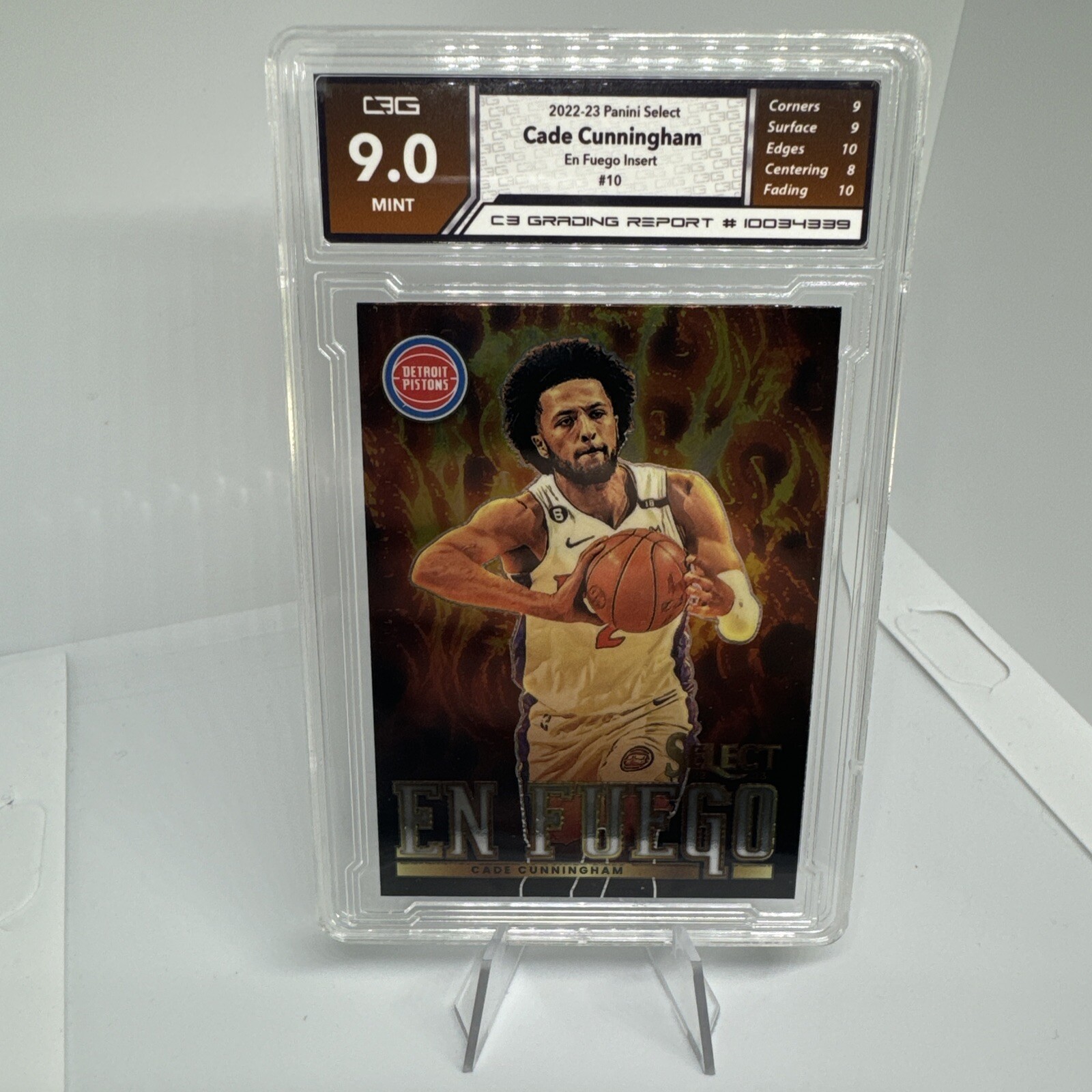 2022-23 Panini Select Cade Cunningham En Fuego Silver Prizm #10 Pistons C3G 9