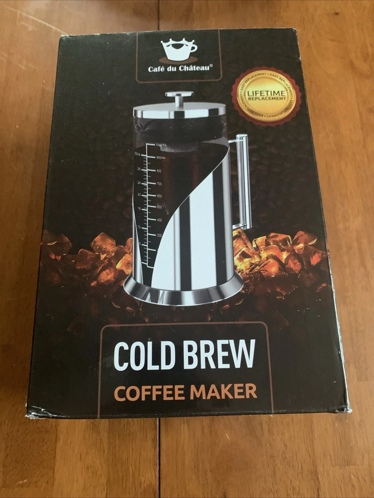 Cafe Du Chateau Cold Brew Coffee Maker, Iced Coffee, Tea (34oz) Stainless Steel