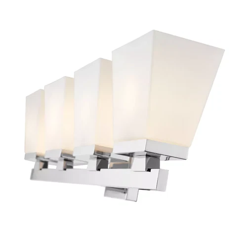 Astor 29 in. 4-Light Brushed Nickel Vanity-Light w/ Etched Opal Glass Shades 28B - Picture 3 of 6