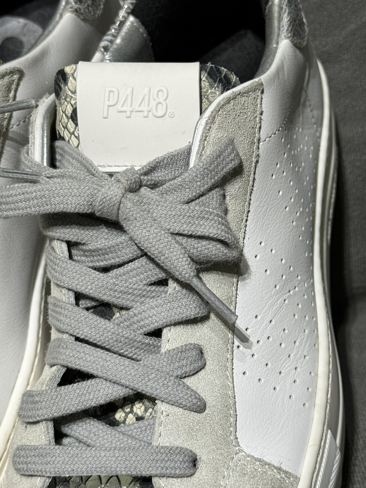 P448 White & Python Leather Sneaker Size 37 Excel… - image 9