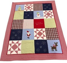 Pottery Barn Kids Twin Christmas Patchwork Quilt The Night Before Christmas