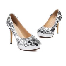 Fashion Women's High Heels Sequins Shoes Dress Wedding Party Club Bride Pumps SZ