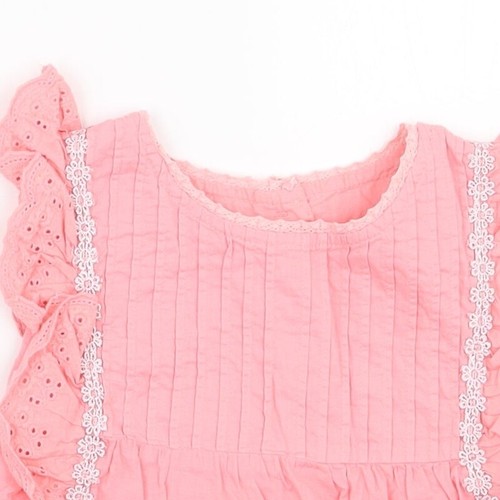 Matalan Girls Pink 100% Cotton Basic Blouse Size 2-3 Years Round Neck Button - Picture 5 of 12