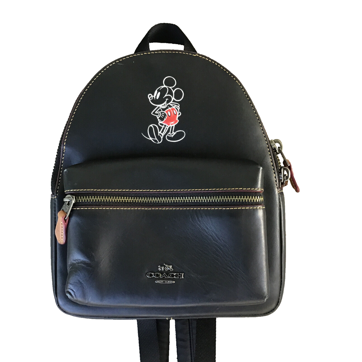 Coach x Mickey Mouse Black Mini Leather Charlie Backpack (F59837