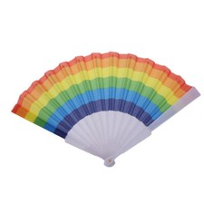 1PC Rainbow Folding Fans Hand Held Fan for Rainbow Party Summer Rainbow Fan