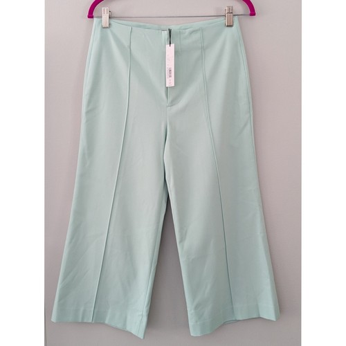 Alice + Olivia Dylan Clean High-Waist Wide-Leg Crop Pants In Mint NWT Size 6 - Picture 6 of 10