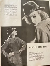 Carole Lombard, Clark Gable, Two Page Vintage Large Format Clipping, a