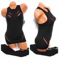 Victorias Secret Sport Tights  Seamless Tank Top Set Black Cutouts Size S