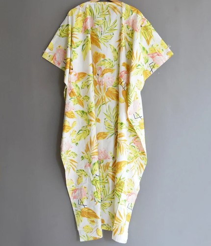 Indisches 100 % Baumwolle langes Kaftan Kleid weiße Farbe Kimono Nachtwäsche Kaftan Maxi - Bild 4 von 5
