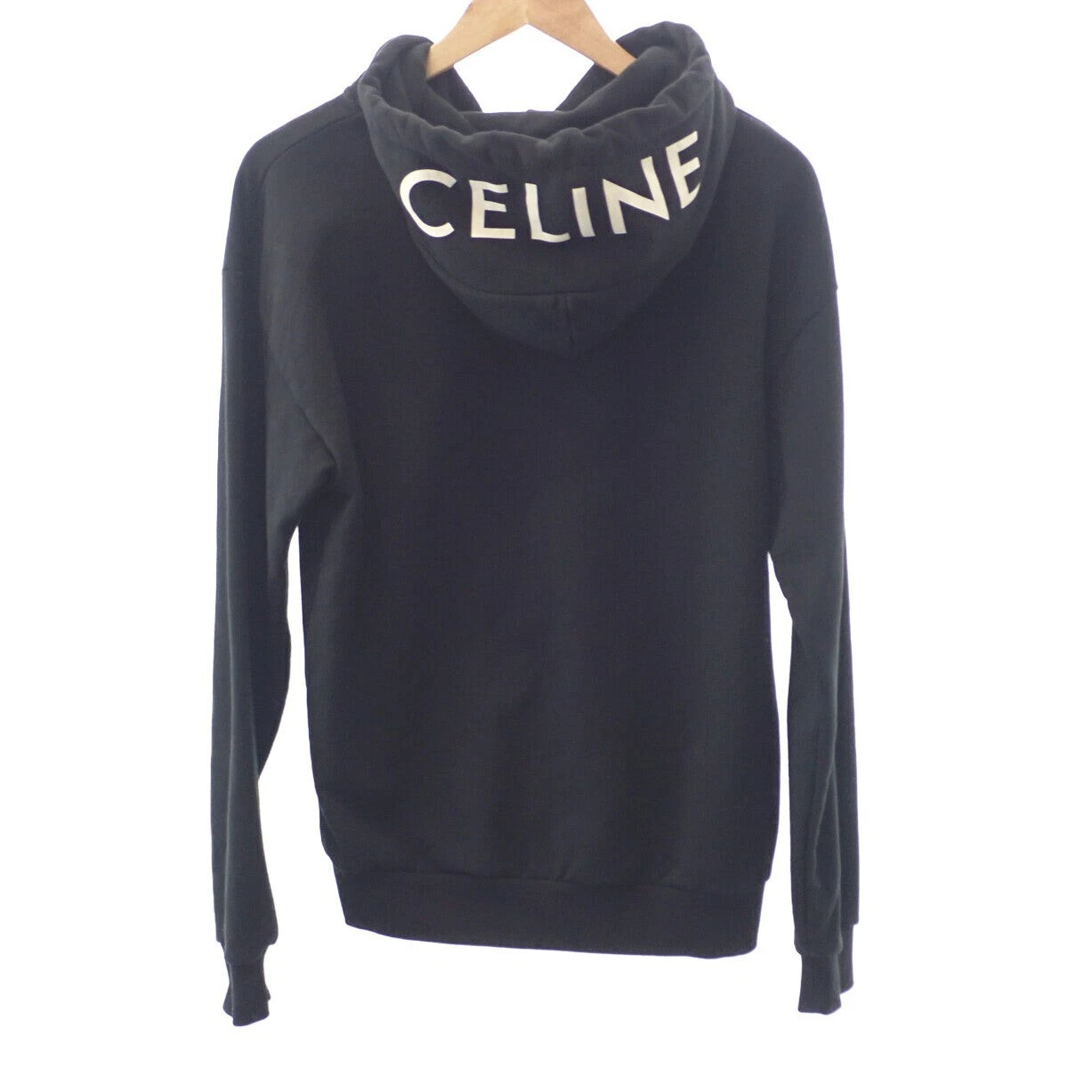Top con cappuccio Celine 100% cotone nero cerniera parka taglia S unisex TGIS