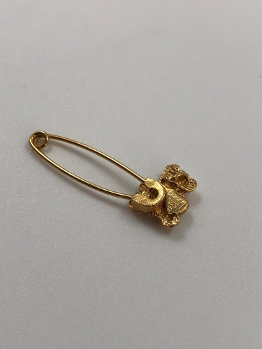 Beverly Hills 14K Gold Teddy Bear Safety Pin Brooch - Movable Head - 14ct 2.09g - Picture 7 of 18