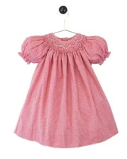 Petit Ami Red Gingham Smocked Dress with Pearls  2T 3T 4T