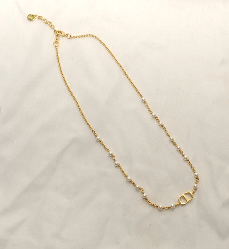 SUPERB DIOR PETIT CD PEARLS NECKLACE GOLD - Picture 5 of 7