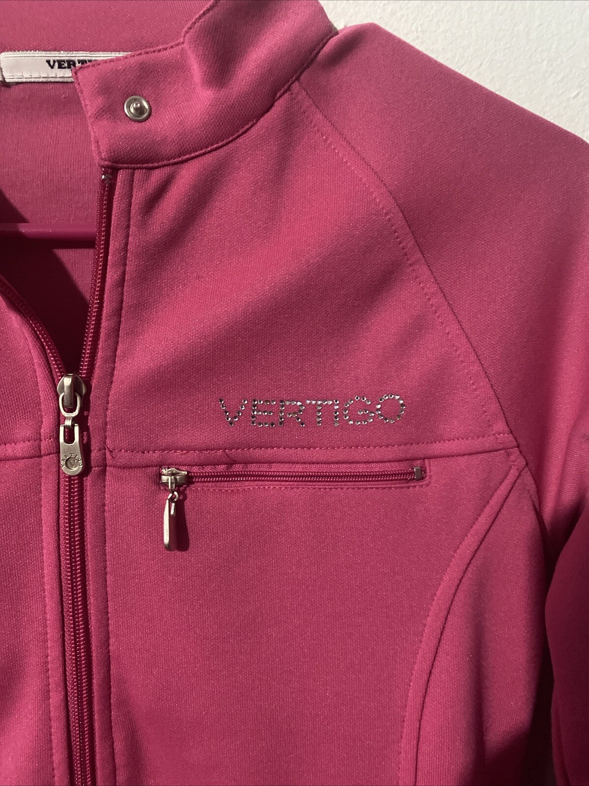 Vertigo Rhinestone Logo Jacket EUC Size Small Pink - image 4