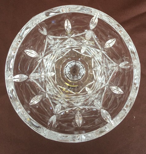 VINTAGE Block Lead Crystal Vase Hand-crafted Cut Clear 4.5" Diameter x 7" Tall - Picture 2 of 4
