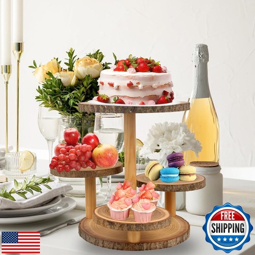 Cupcake Stand Display - Wood Dessert Cupcake Stand Display, 4 Tier Round Cake - 第 5/5 張圖片