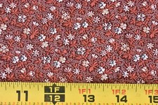 By 1/2 Yd, Vintage, Peach Cream Burgundy Calico Quilt Cotton, Cranston, P9535