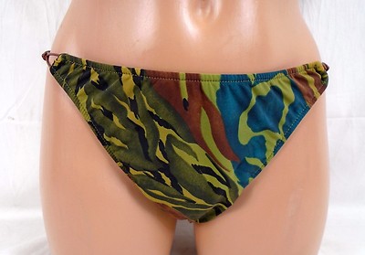 Sauvage Animal Print Safari Thong Bikini Bottoms Large Item #593L