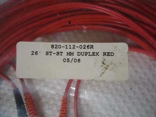 Fiber Optic Patch Cord MM Duplex Red ST-ST 26' - Picture 2 of 3