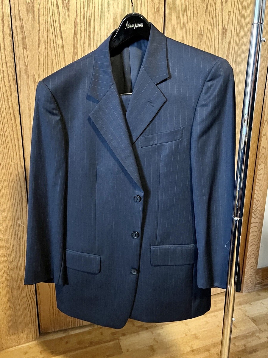 スーツ Valentino Navy blue wool suit Valentino Garavani Super 110's Men's Navy Blue Pinstripe