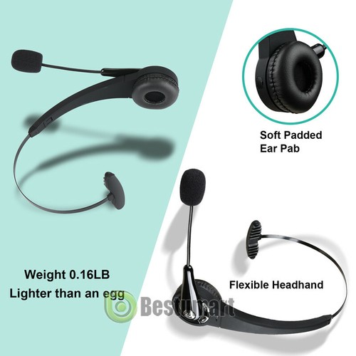 Bluetooth Wireless Noise Cancelling Clear Single Headset For Truck Driver Phone - Picture 8 of 12