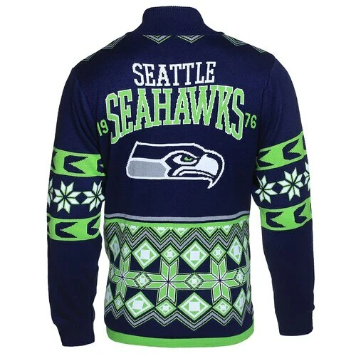 大号官方授权 NFL 西雅图海鹰队丑陋 XMAS 拆分标志夹克 — 第 2/3 张图片