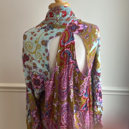 Free People Little Wing Mix Print Kimono Duster Long Line Cardigan One Size EUC - Picture 6 of 9