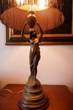 Lampe vintage bronze femme avec vase (Auguste Moreau?)