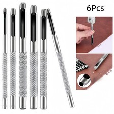 6PCS 1mm-6mm Leather Hole Punch Hollow Cutter Punch Tool Set Kit Round for Blet