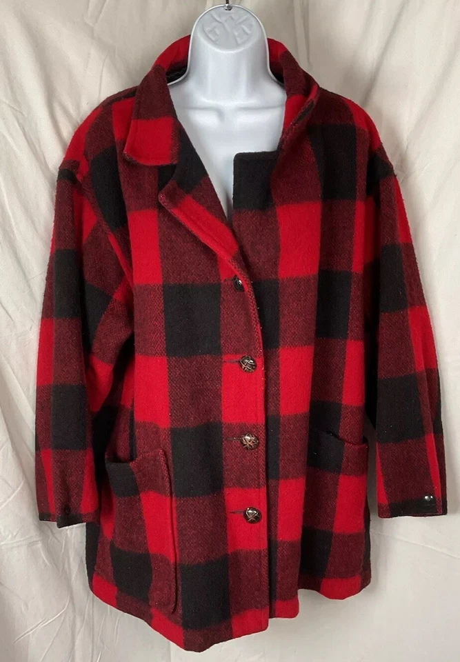 Vintage Women’s Woolrich Buffalo Plaid Jacket Large USA Made - Image 4 of 4