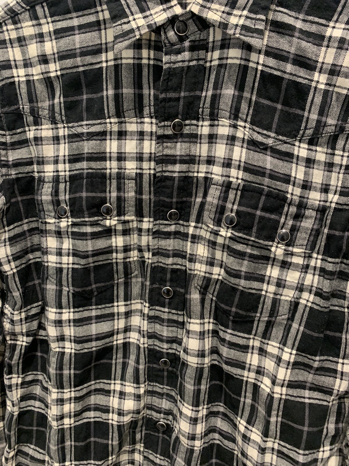 Camicia da donna western Saint Laurent nera a quadretti bianchi taglia small prezzo disponibile £390