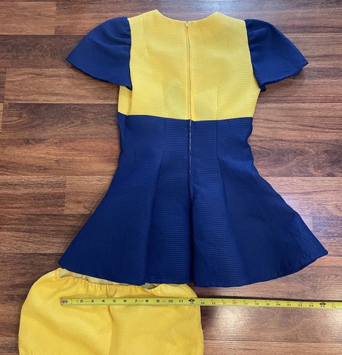 VTG 1950s 60s Woman’s Cheerleader Dress Blue Yellow Petite Small Size 2-4 - Picture 2 of 12
