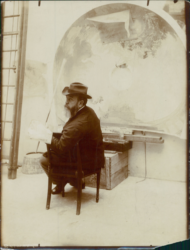 Der Maler Albert Besnard in seinem Atelier Vintage Silberdruck, Albert Besnar