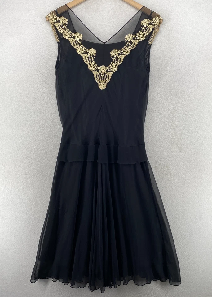 Vestido JONATHAN MARTIN STUDIO 6 Superposición Transparente Envolvente Midi Sin Mangas Lado Corbata Negro Foto 3 de 4