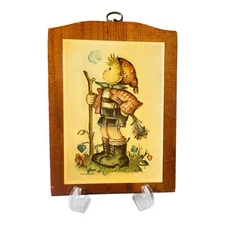 Vintage Hummel Goebel Plaque Wall Decor Hanging On Manchester Wood 5x7 MCM Mod